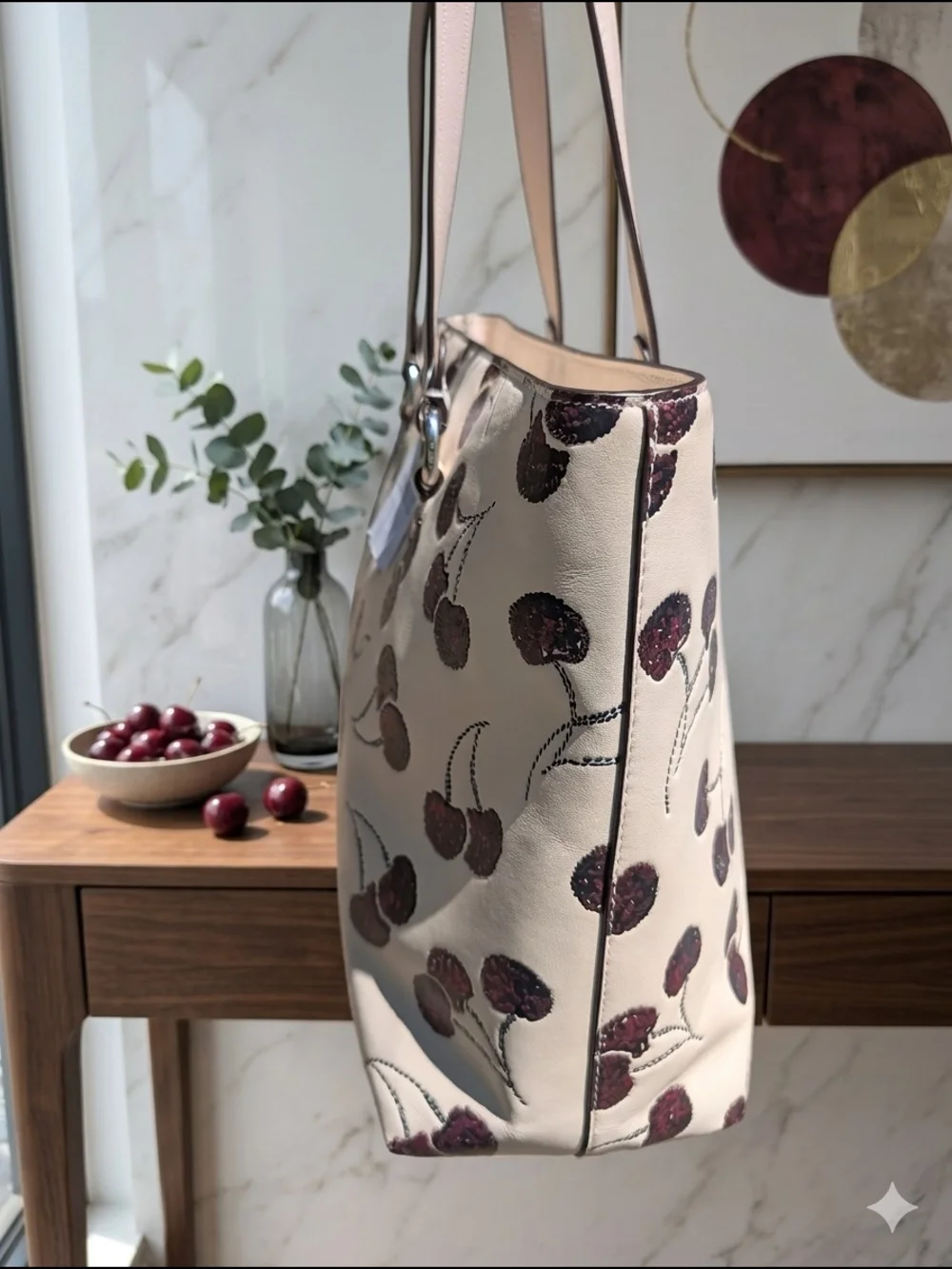 Coach Cherry Print Station Tote Bag Chalk Multi NWT